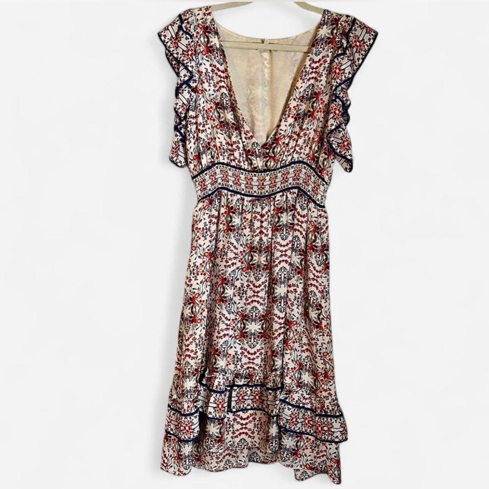MAX STUDIO Floral V-Neck Ruffle Dress